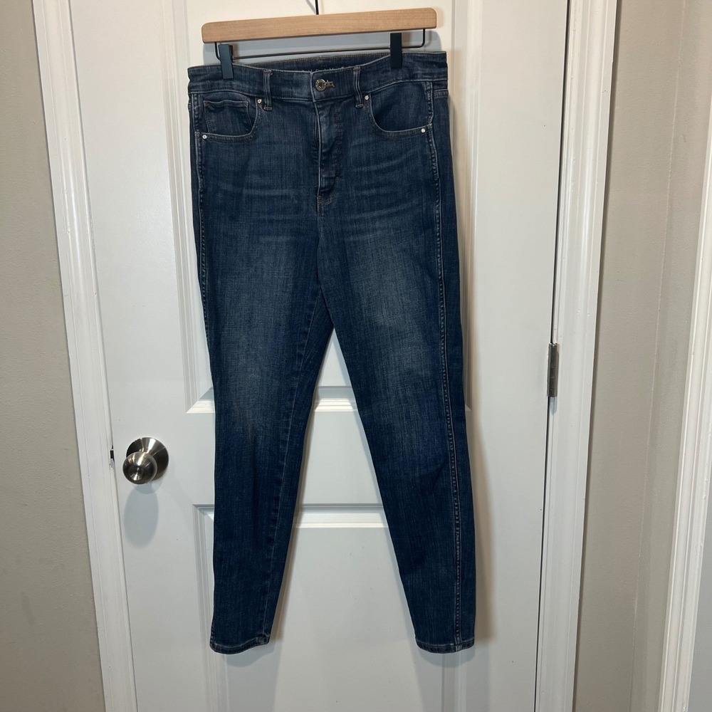 White House Black Market Womens Skinny Jeans Extra High Rise Dark Blue Size 4
